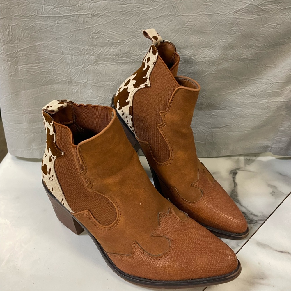 Altar'd State Tan and Brown Ankle Booties